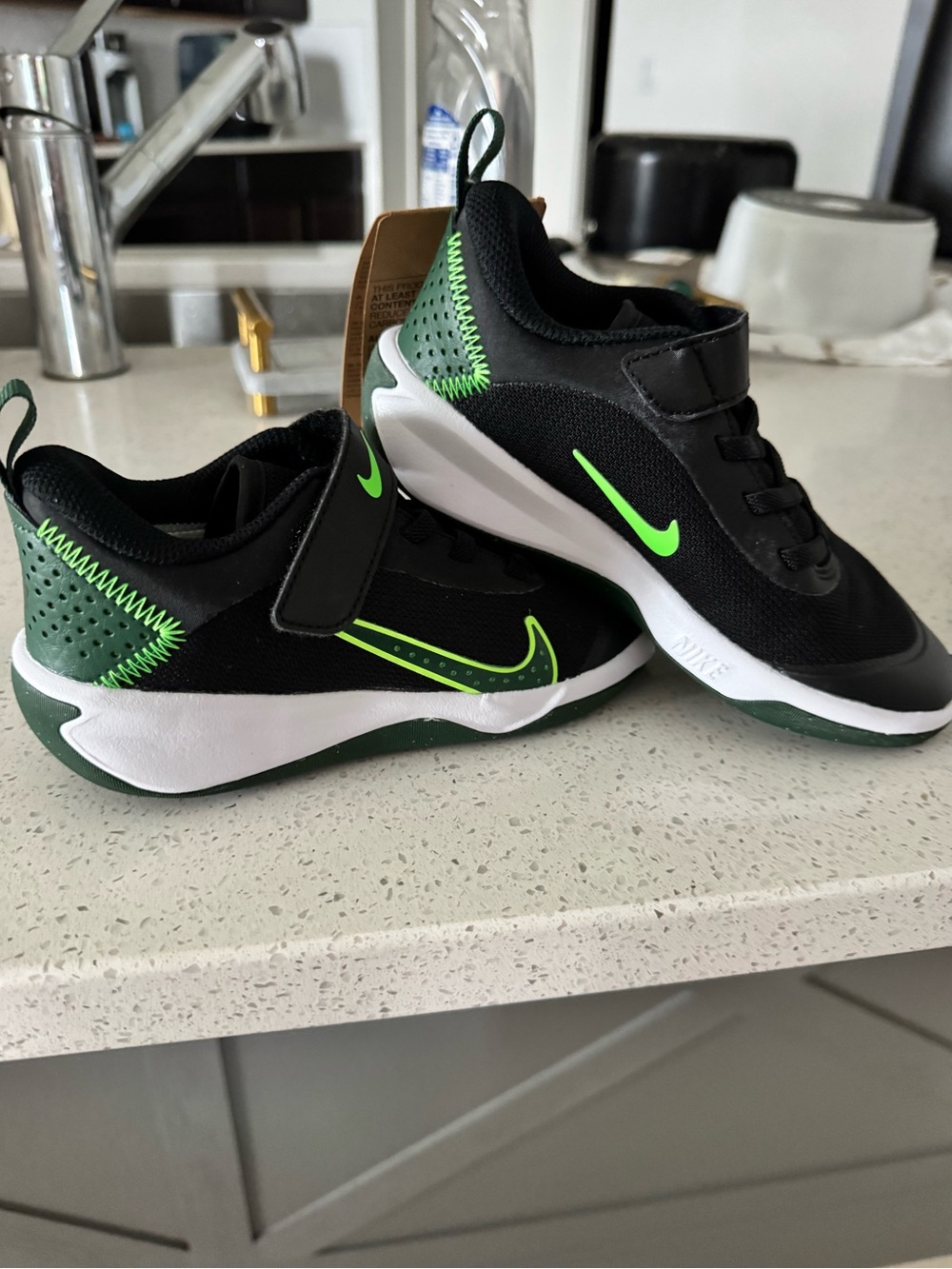 Nike Kids Black Sneakers with Neon Green Accents